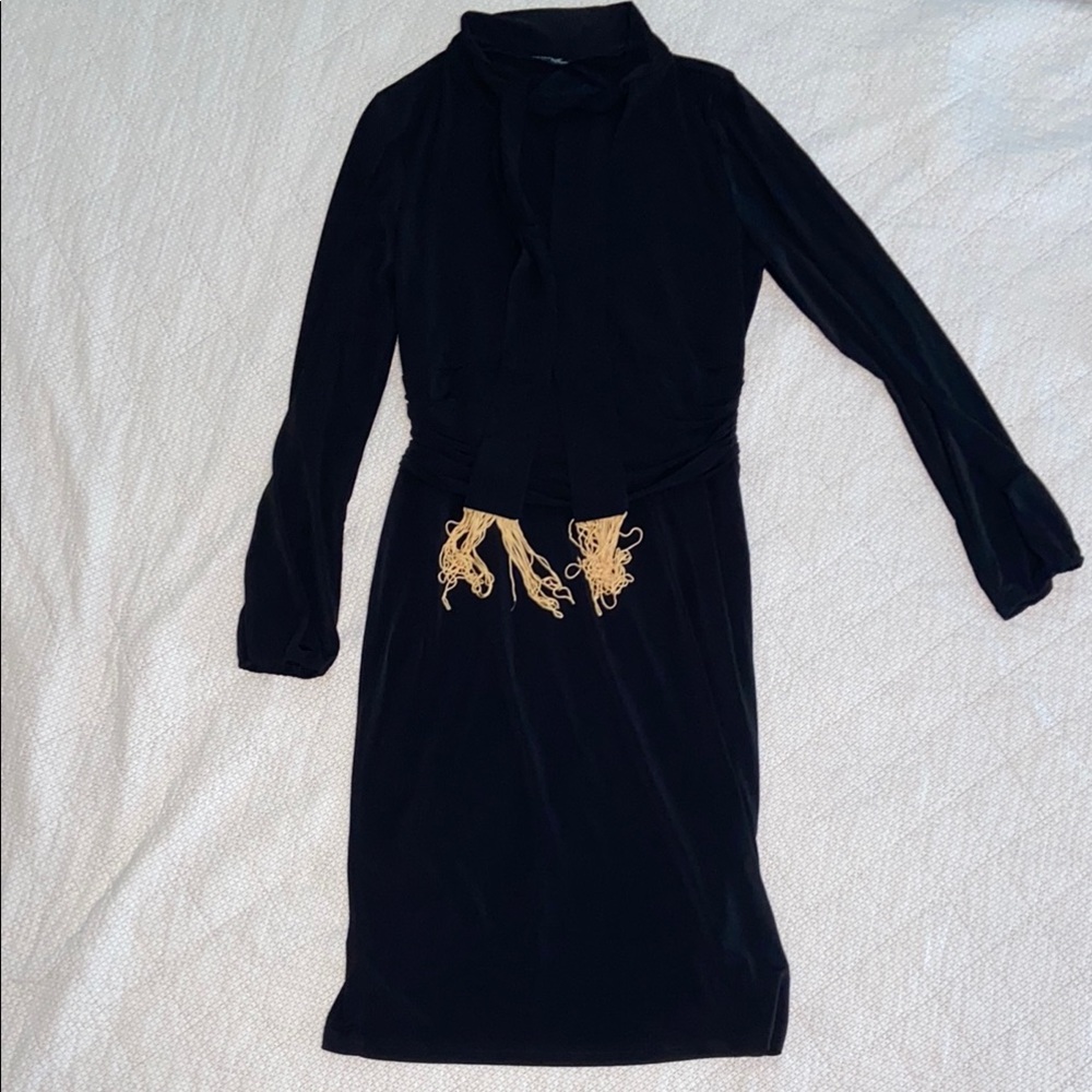 Elegant Black Dress with Gold Accents
